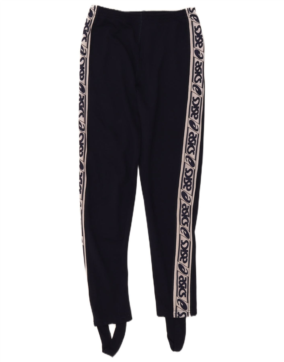 Asics Womens Graphic Stirrup Leggings UK 14 Large Navy Blue Colourblock