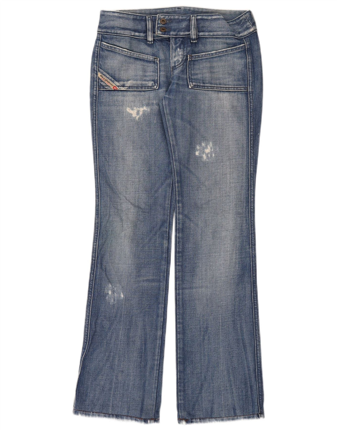 Diesel Womens Distressed Bootcut Jeans W26 L32 Blue Cotton