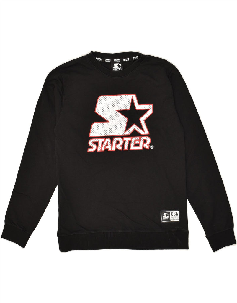 STARTER Boys Graphic Sweatshirt Jumper 12-13 Years 2XL Black Cotton | Vintage Starter | Thrift | Second-Hand Starter | Used Clothing | Messina Hembry 