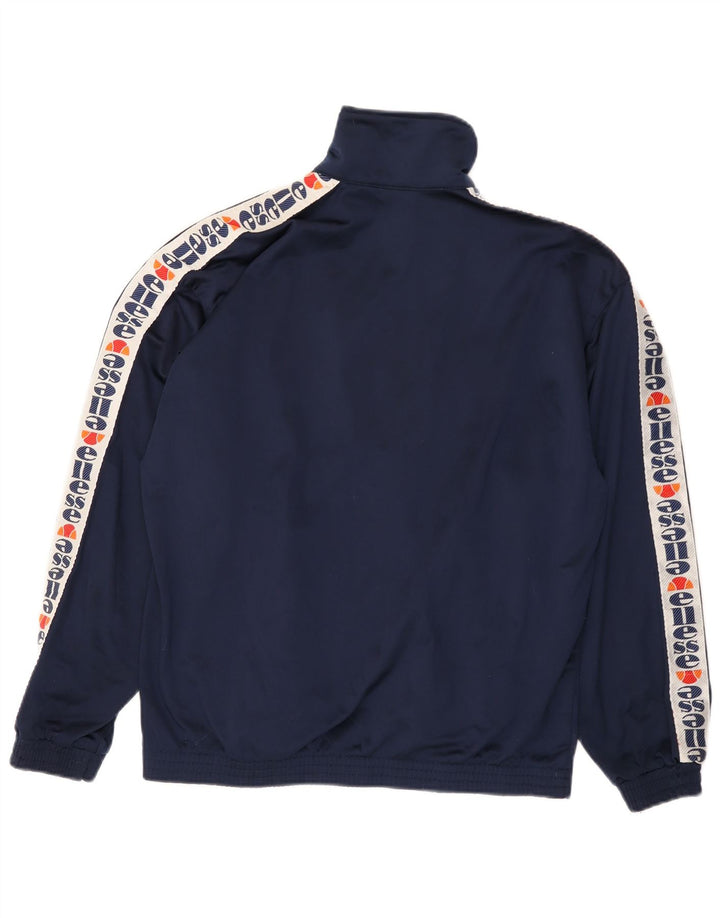 ELLESSE Mens Graphic Tracksuit Top Jacket Large Navy Blue Polyester