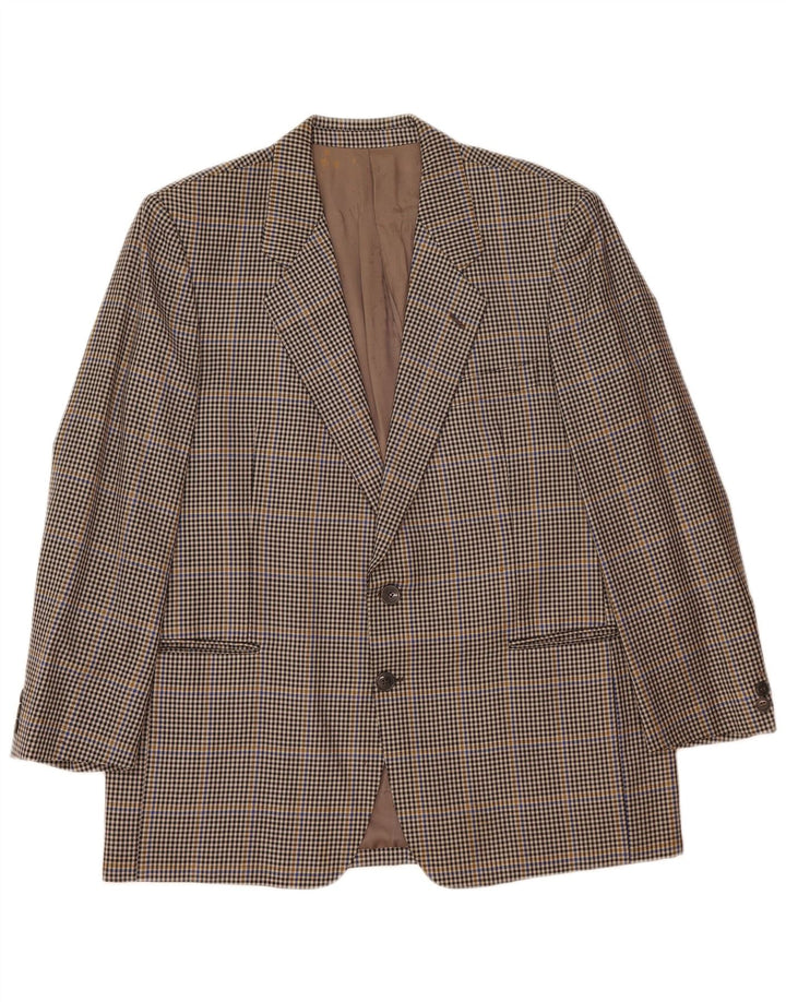 Luigi Botto Mens 2 Button Blazer Jacket UK 42 XL Brown Houndstooth