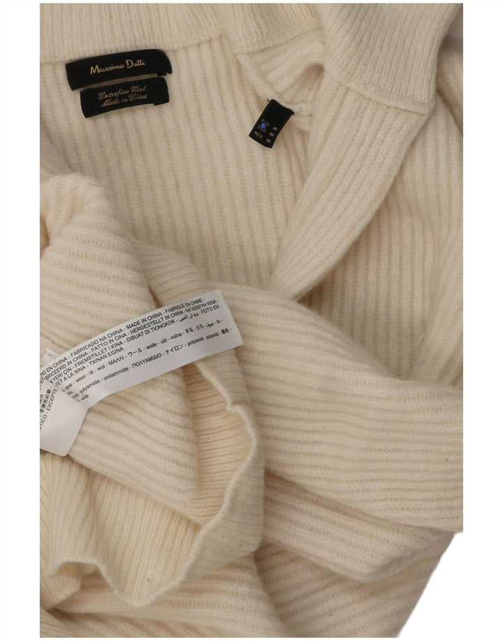 Massimo Dutti Womens Polo Neck Jumper Sweater UK 14 Medium Off White Wool
