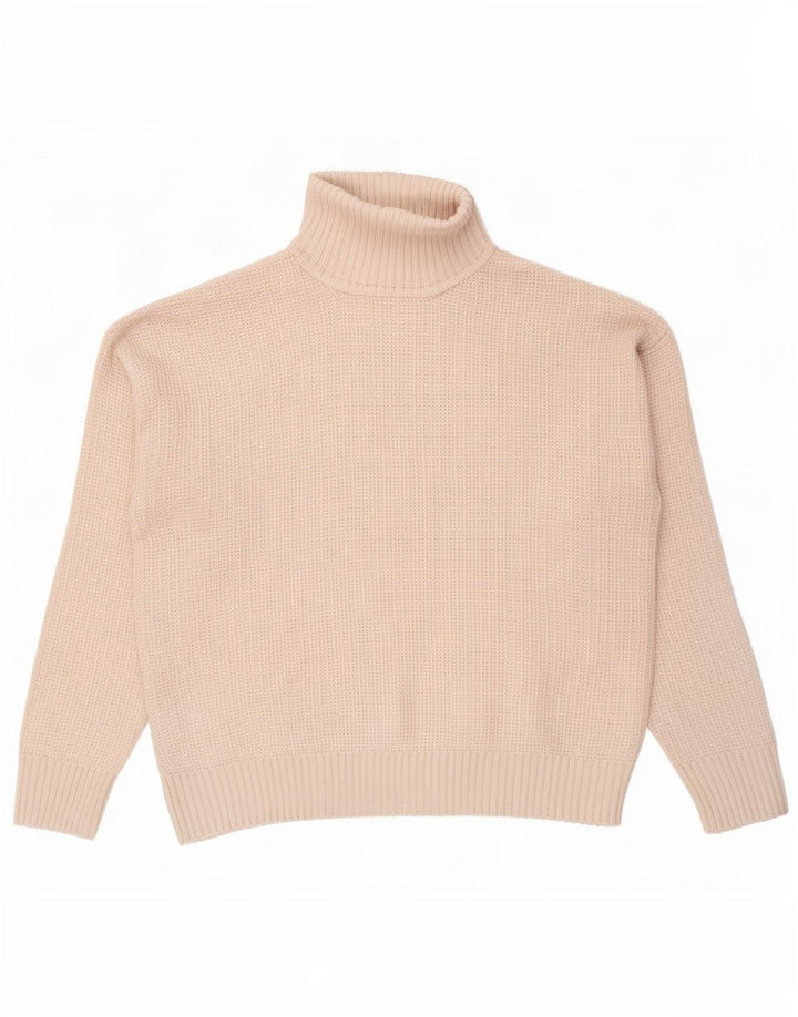 Marks & Spencer Womens Roll Neck Jumper Sweater UK 16 Large Beige Polyester