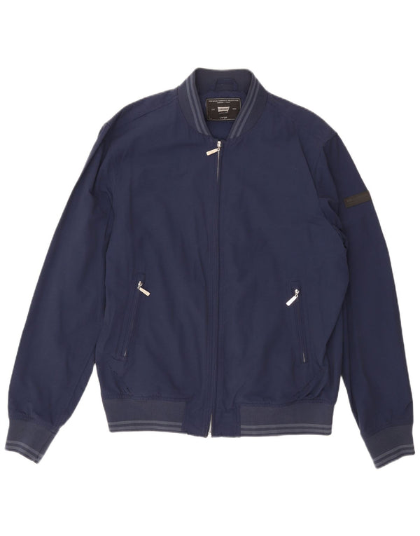 Carrera Mens Bomber Jacket UK 40 Large Navy Blue Cotton