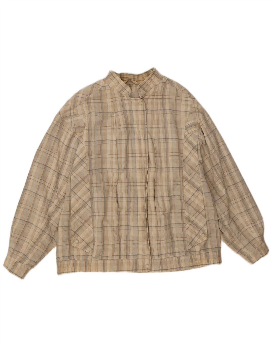 Wohrl Womens Bomber Jacket UK 16 Large Beige Check Cotton