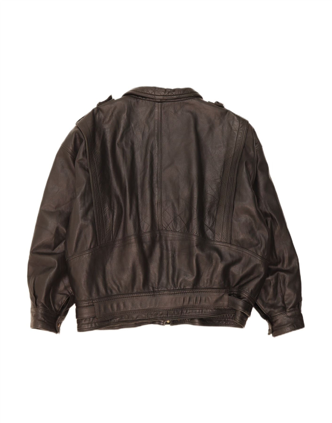 VINTAGE Mens Leather Jacket UK 44 2XL Black Leather