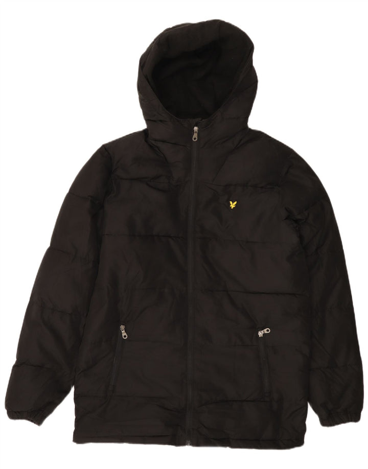LYLE & SCOTT Boys Hooded Padded Coat 15-16 Years Black Polyester