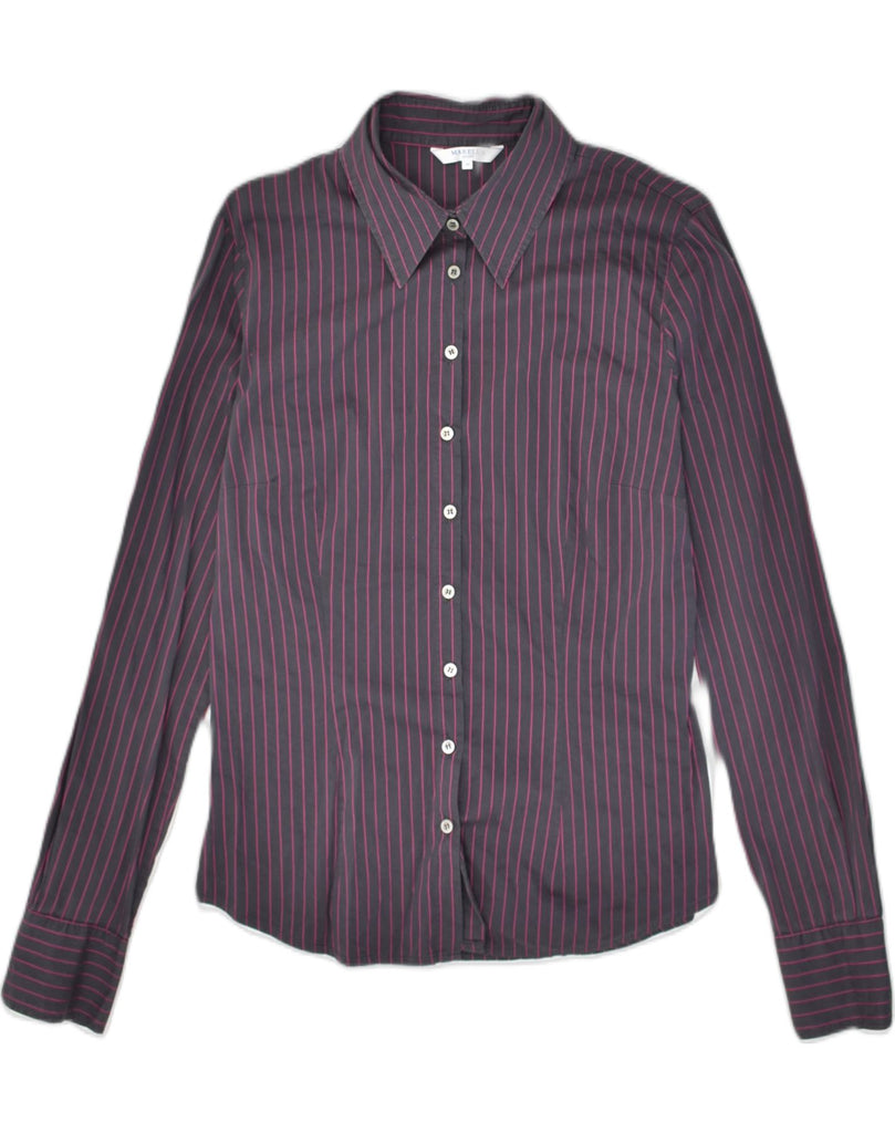 MARELLA Womens Shirt IT 46 Large Purple Pinstripe Cotton | Vintage Marella | Thrift | Second-Hand Marella | Used Clothing | Messina Hembry 