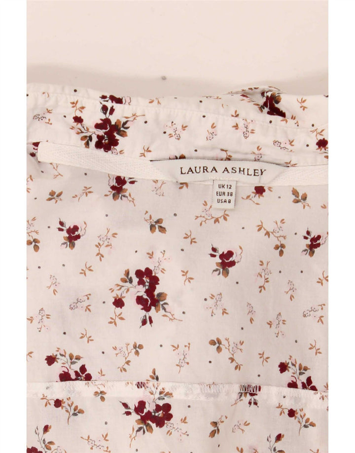 Laura Ashley Womens Shirt UK 12 Medium White Floral