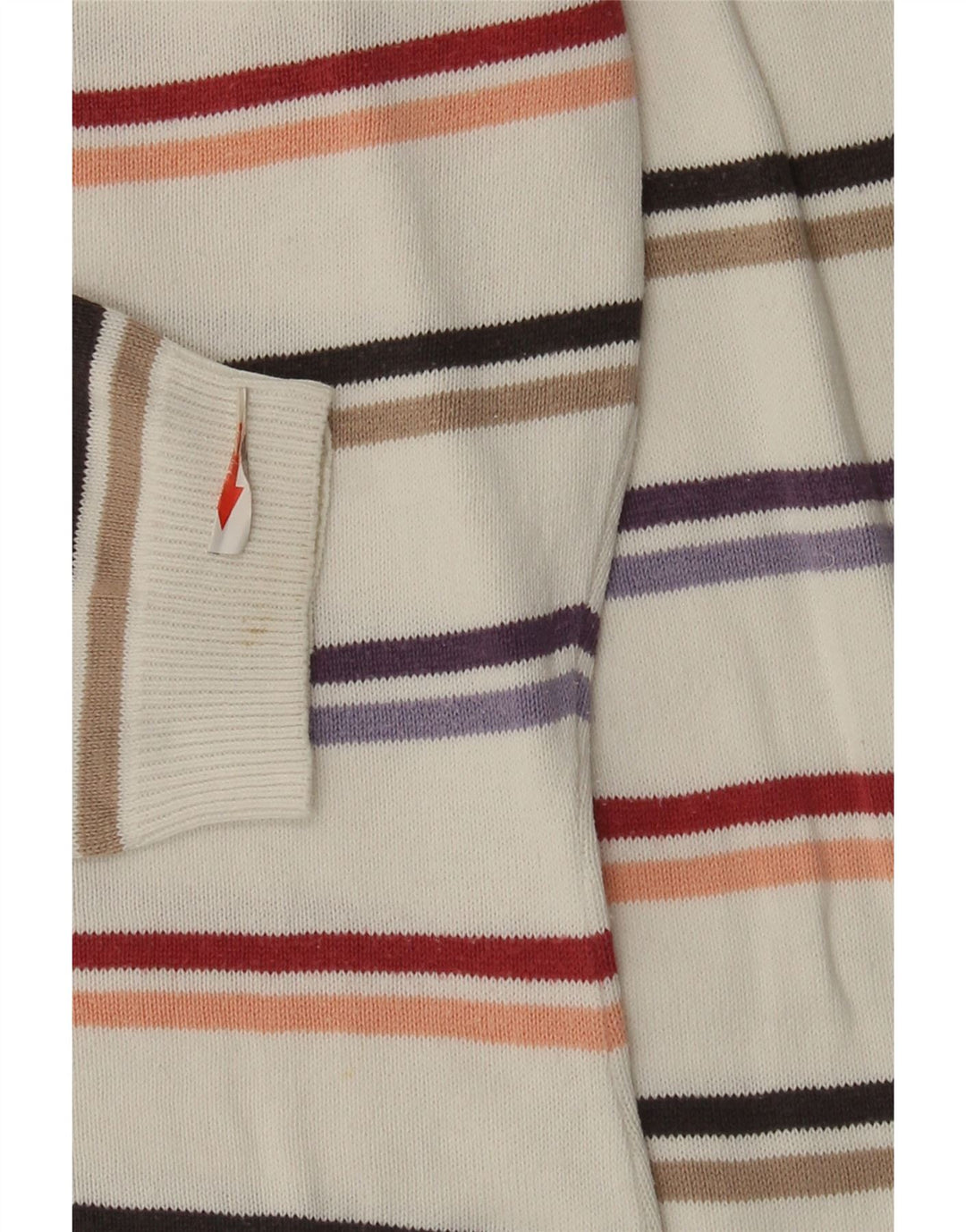 Kappa Womens V-Neck Jumper Sweater UK 14 Medium White Striped Cotton