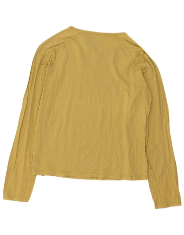 COLUMBIA Womens Graphic Top Long Sleeve UK 14 Large Yellow Cotton