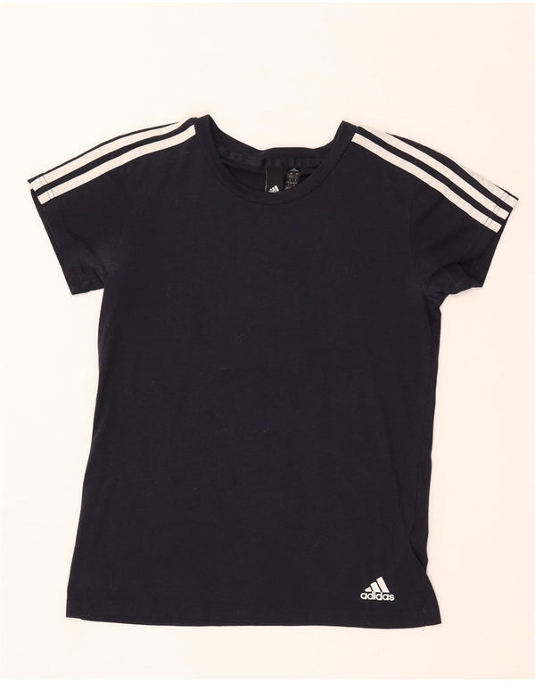 Adidas Womens T-Shirt Top UK 8/10 Small Navy Blue Polyester