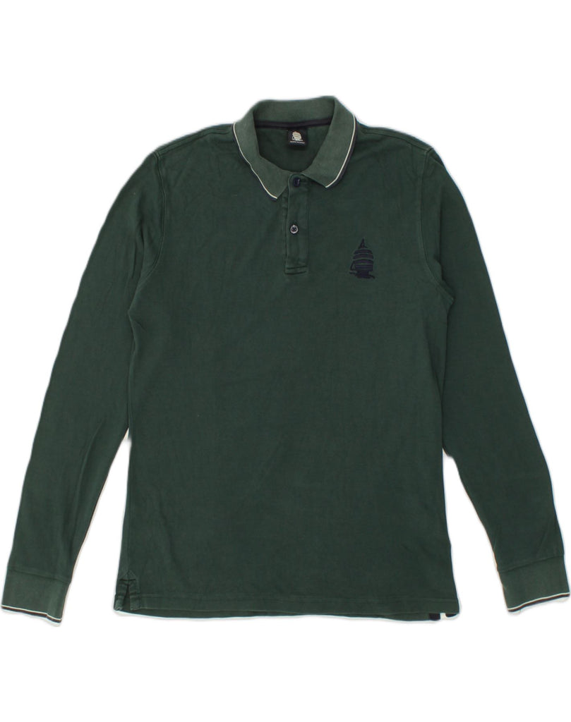 MARINA YACHTING Mens Long Sleeve Polo Shirt Medium Green Cotton | Vintage Marina Yachting | Thrift | Second-Hand Marina Yachting | Used Clothing | Messina Hembry 