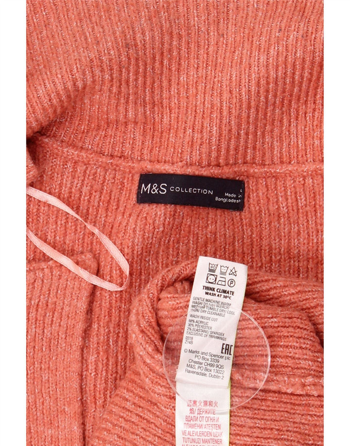 MARKS & SPENCER Womens Longline Cardigan Sweater UK 16 Large Orange