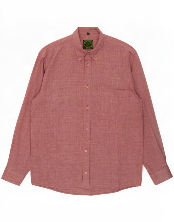 Harris&Harold Mens Shirt Size 39/40 Medium Burgundy Cotton