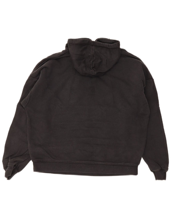 Adidas Womens Graphic Hoodie Jumper UK 12 Medium Black Colourblock Cotton