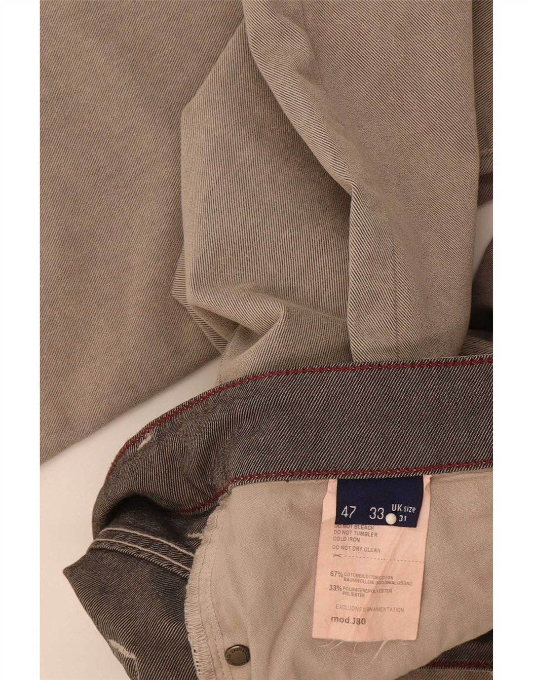 Trussardi Mens Straight Jeans W31 L33 Grey Cotton