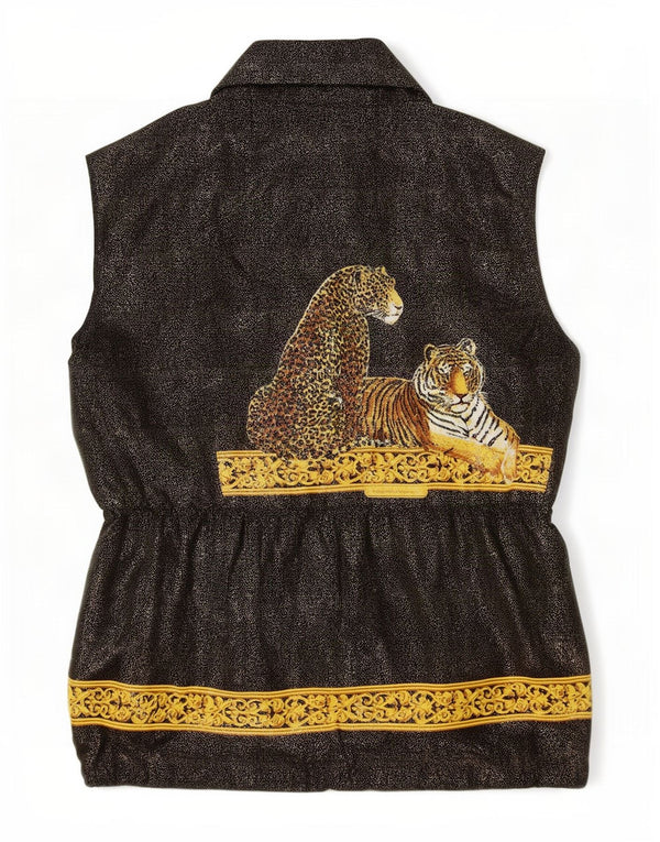 Diva Womens Gilet UK 18 XL Black Animal Print