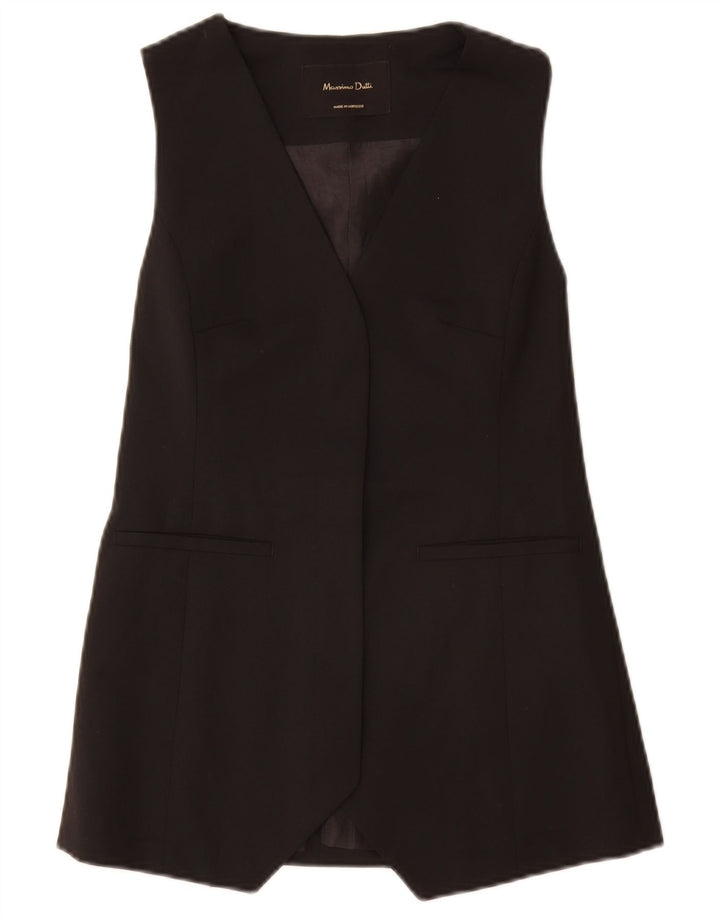 Massimo Dutti Womens Open Sleeveless Blazer Jacket UK 6 XS Black Polyester