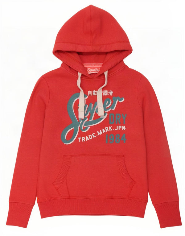Superdry Womens Graphic Hoodie Jumper UK 6 XS Red Cotton