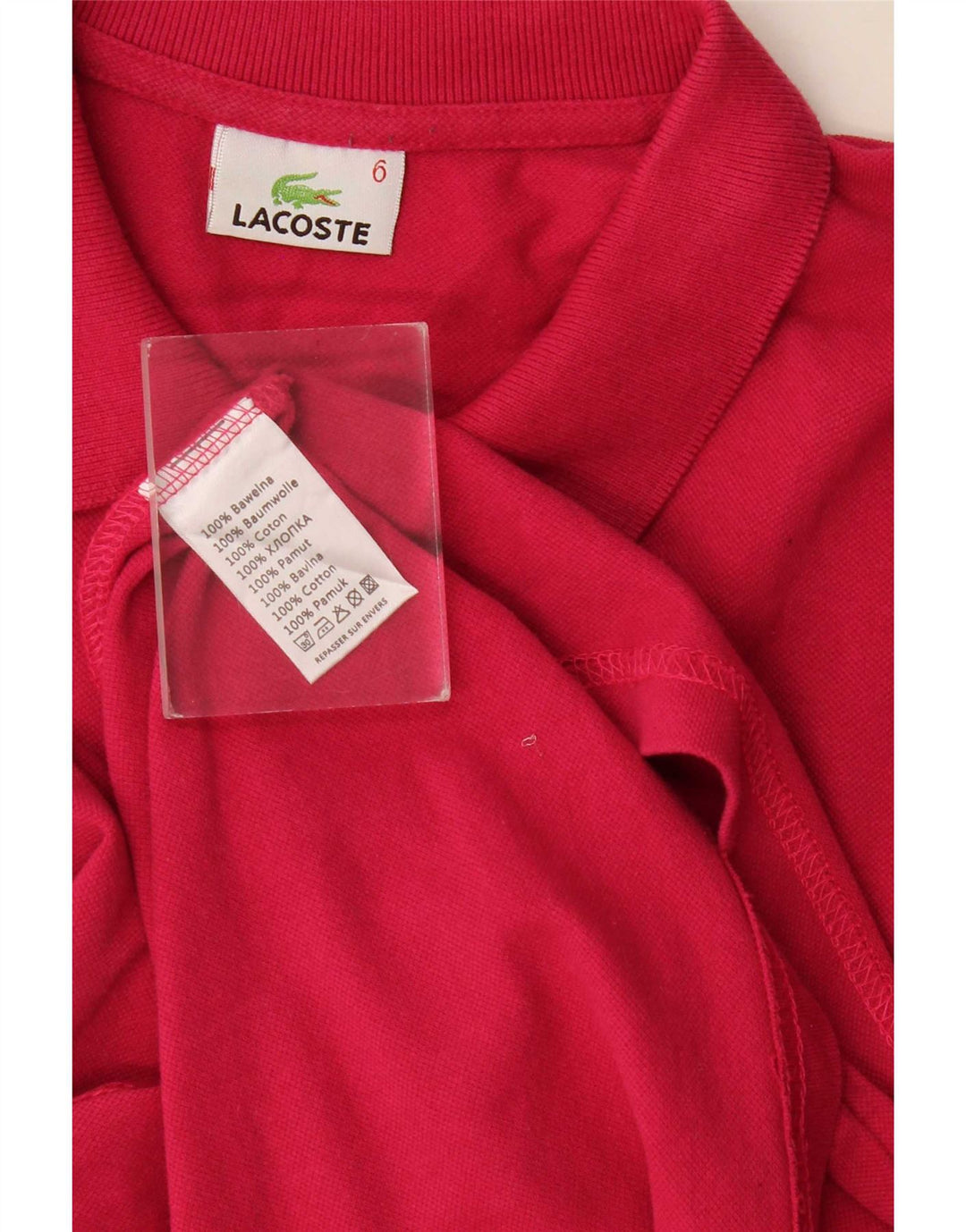 Lacoste Mens Polo Shirt Size 6 XL Pink Cotton