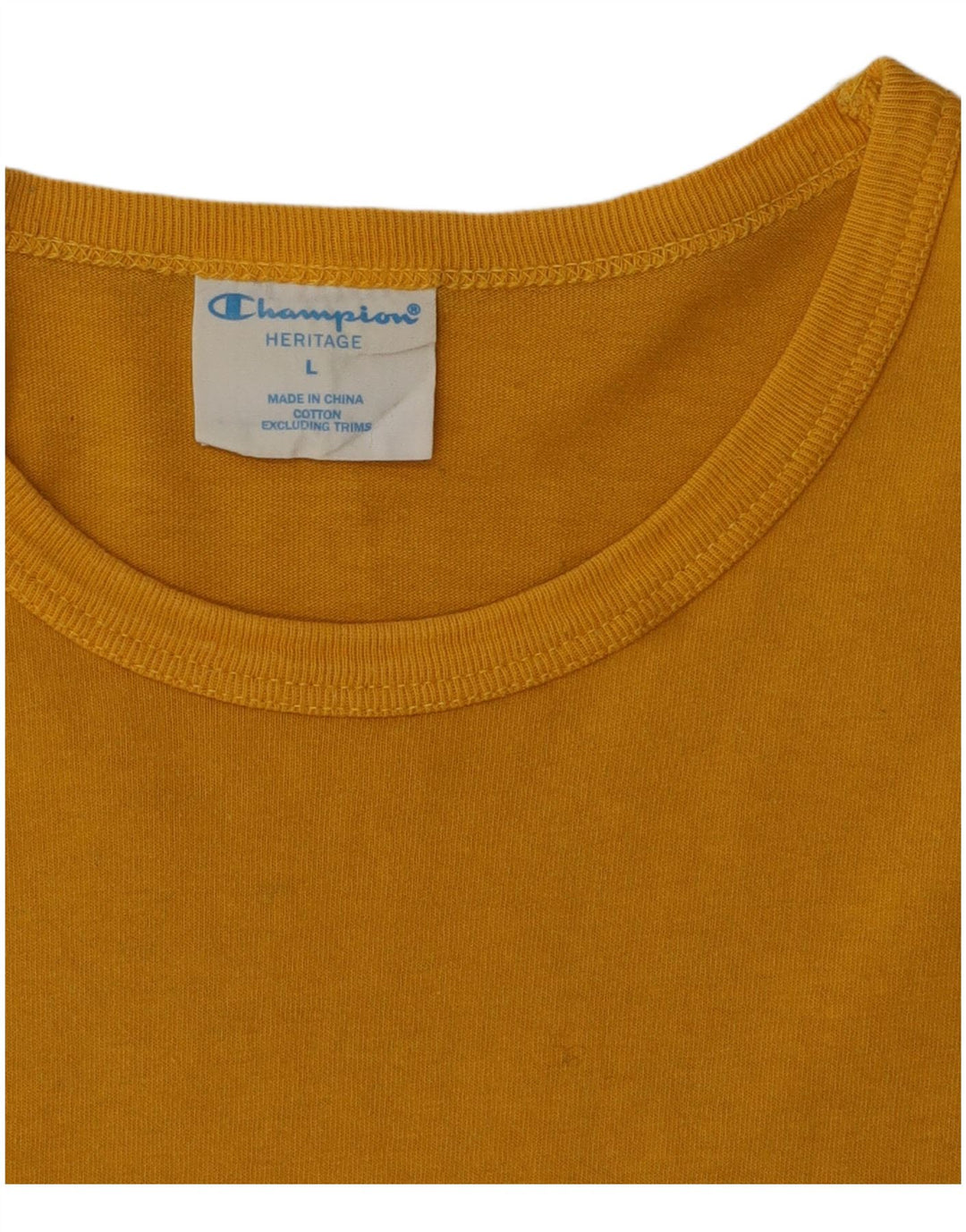 Champion Mens Heritage T-Shirt Top Large Yellow Cotton