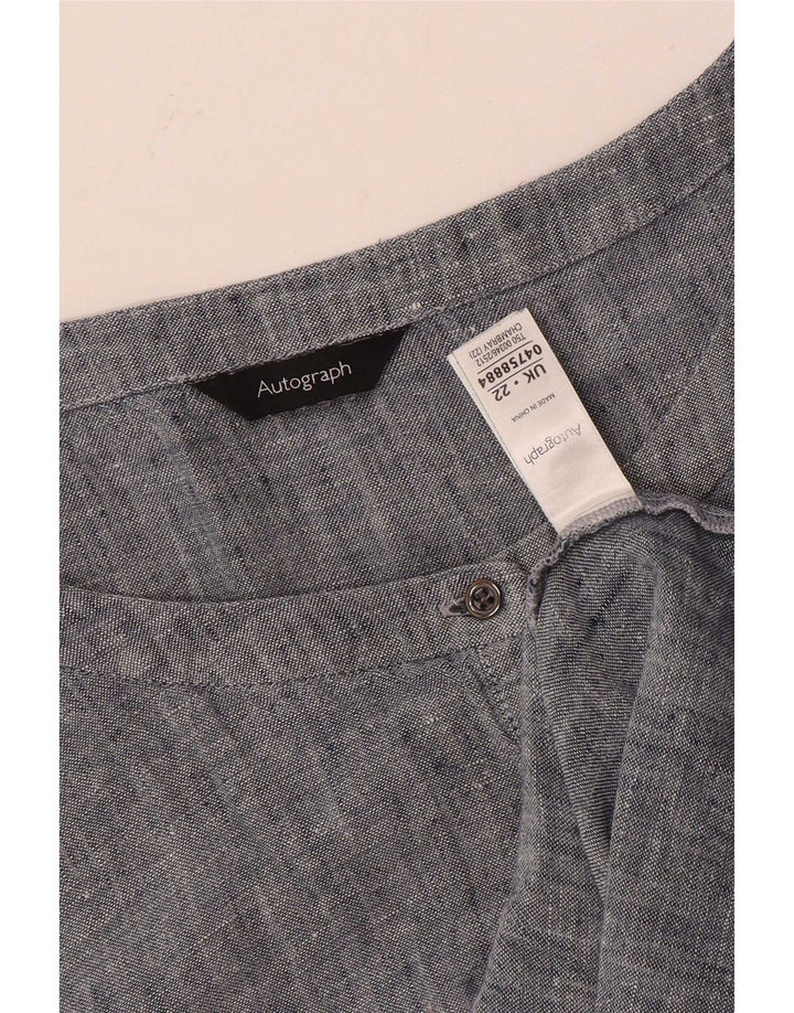 Marks & Spencer Womens Autograph Shift Dress UK 22 3XL Blue Linen