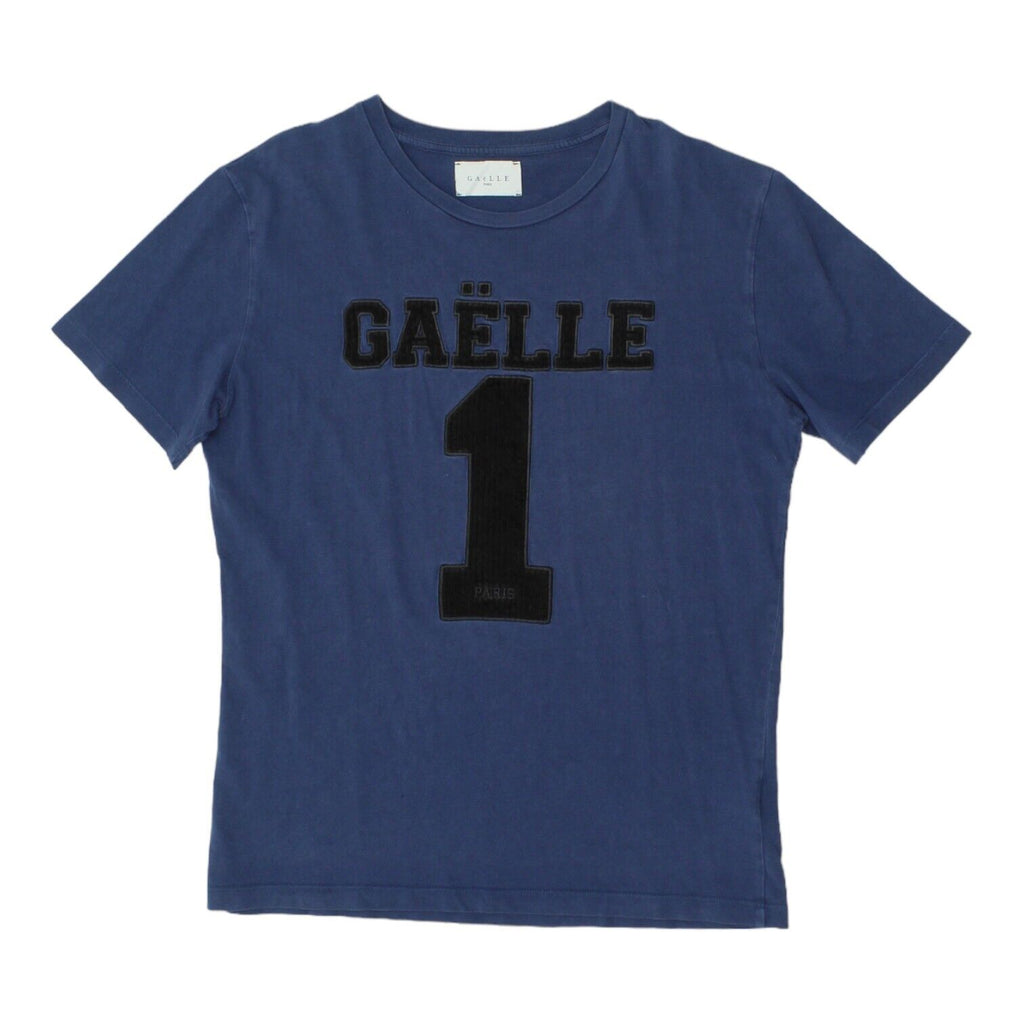 Gaëlle Paris Number 1 Mens Blue Crew Neck Spell Out Logo Tshirt | Designer VTG Vintage Messina Hembry and Second-Hand Messina Hembry from Messina Hembry 