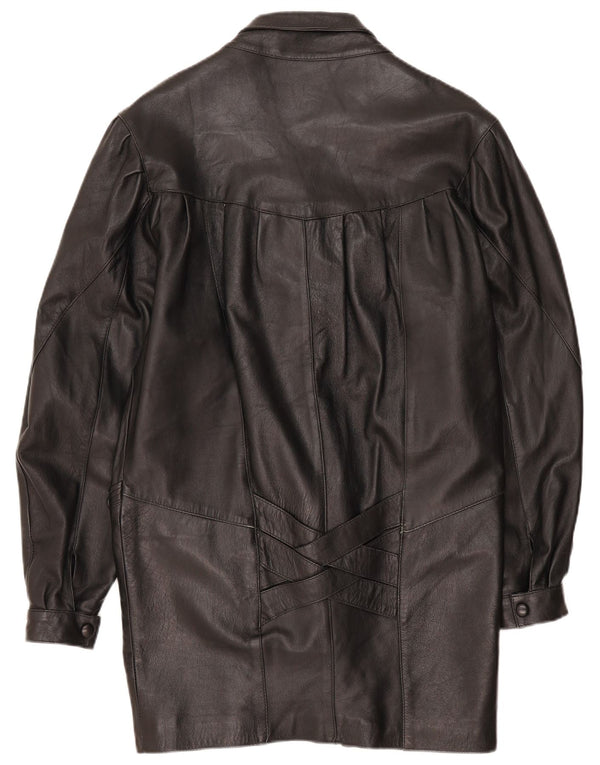 Trekway Womens Leather Coat UK 10 Small Black