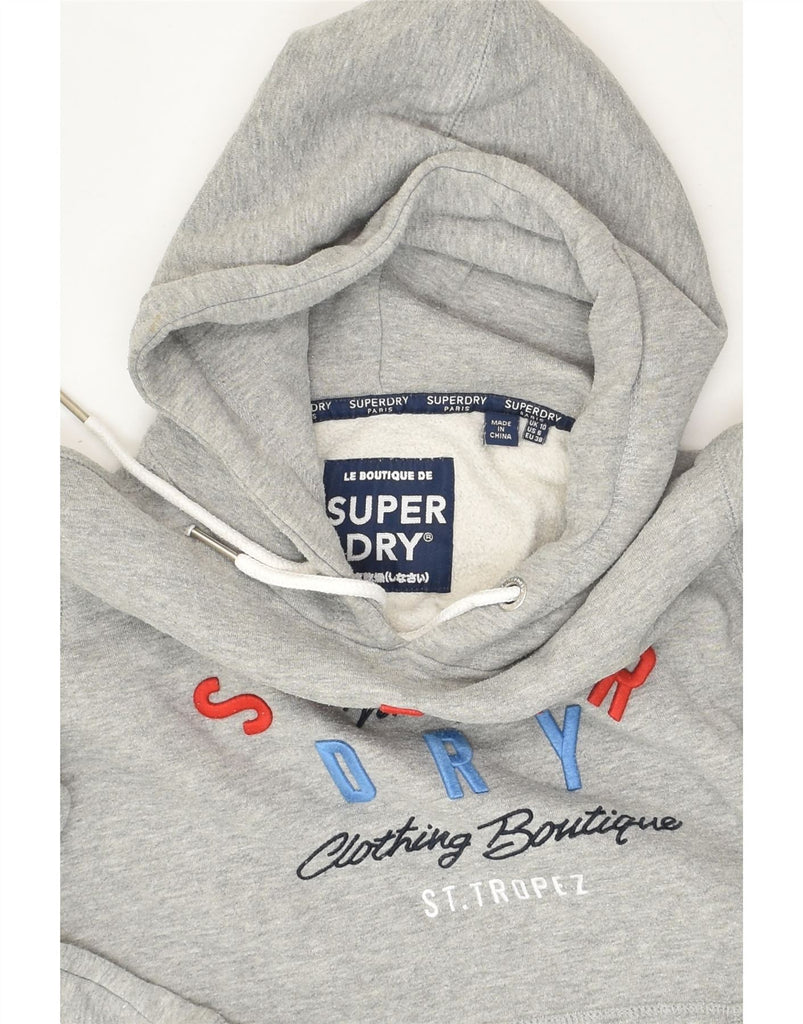 SUPERDRY Womens Graphic Hoodie Jumper UK 10 Small Grey Cotton | Vintage Superdry | Thrift | Second-Hand Superdry | Used Clothing | Messina Hembry 