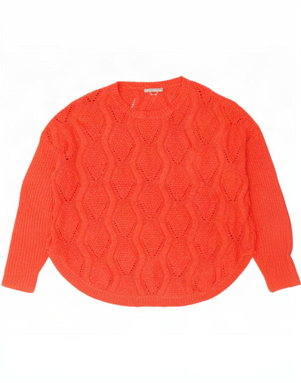 Marks & Spencer Womens Crew Neck Jumper Sweater UK 14 Medium Orange