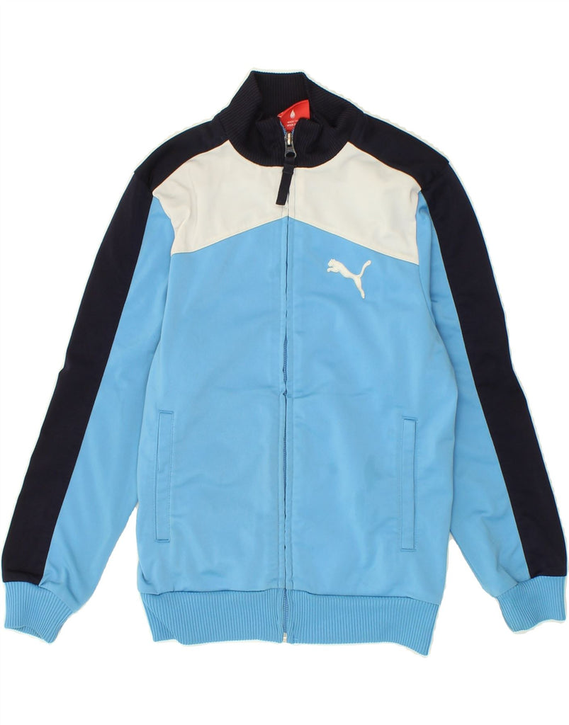 PUMA Boys Tracksuit Top Jacket 9-10 Years Blue Colourblock Vintage Puma and Second-Hand Puma from Messina Hembry 