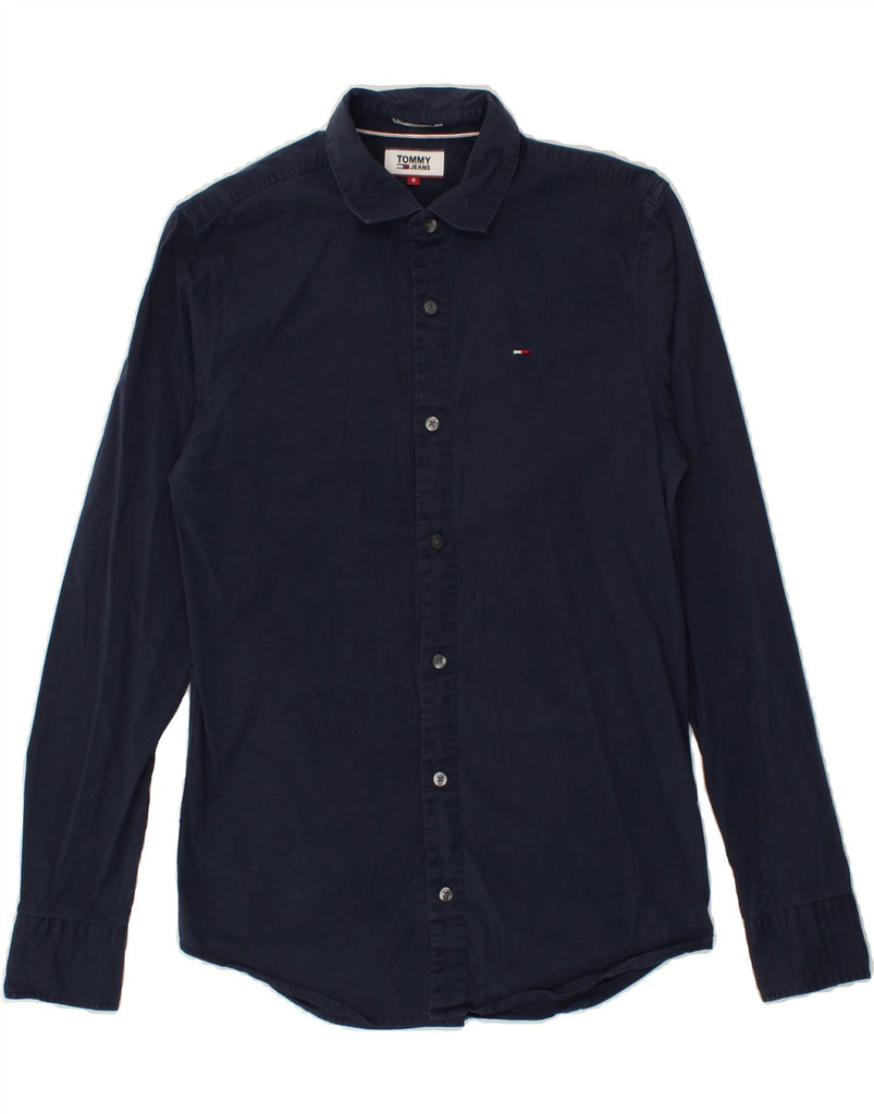 TOMMY HILFIGER Mens Slim Fit Shirt Small Navy Blue Cotton Vintage Tommy Hilfiger and Second-Hand Tommy Hilfiger from Messina Hembry 