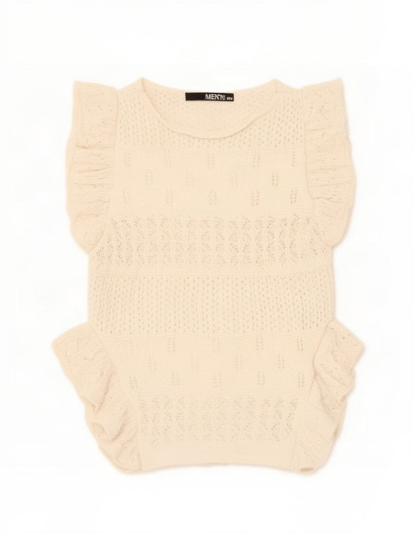 Zara Womens Crop Vest Tank Top UK 8 Small Beige Polyester