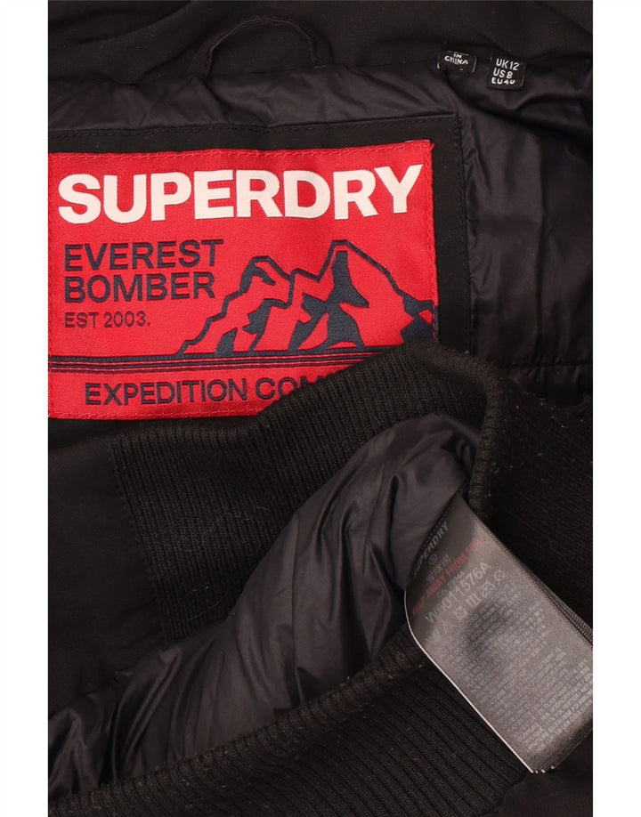Superdry Womens Hooded Padded Jacket UK 12 Medium  Black Polyester