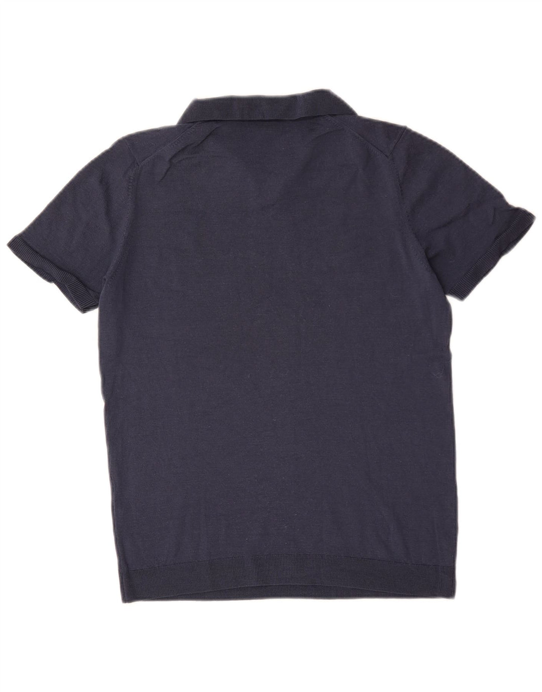 Massimo Dutti Mens Short Sleeve Polo Neck Jumper Sweater Medium Navy Blue