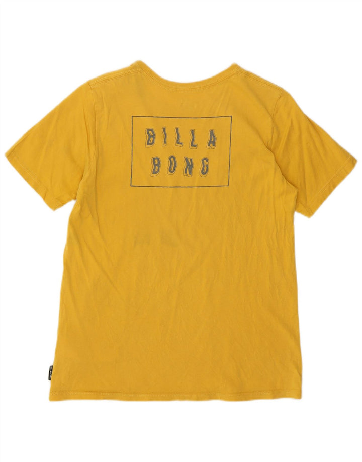 Billabong Womens Graphic T-Shirt Top UK 12 Medium Yellow Cotton
