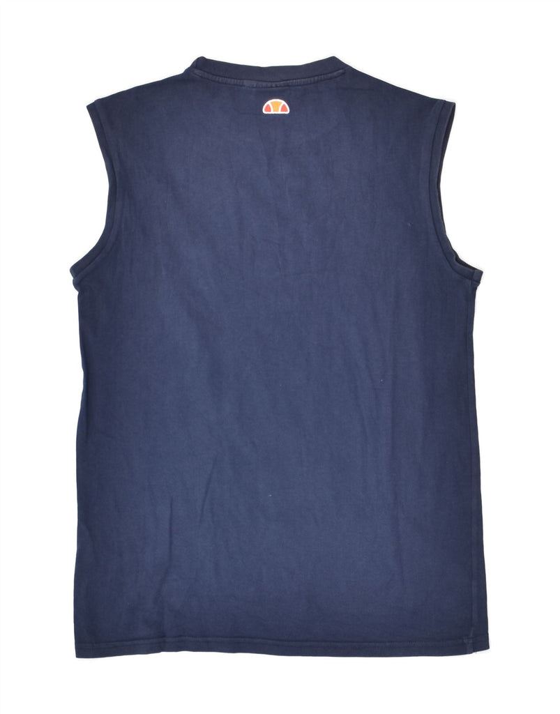 ELLESSE Mens Graphic Vest Top Medium Navy Blue Cotton | Vintage Ellesse | Thrift | Second-Hand Ellesse | Used Clothing | Messina Hembry 