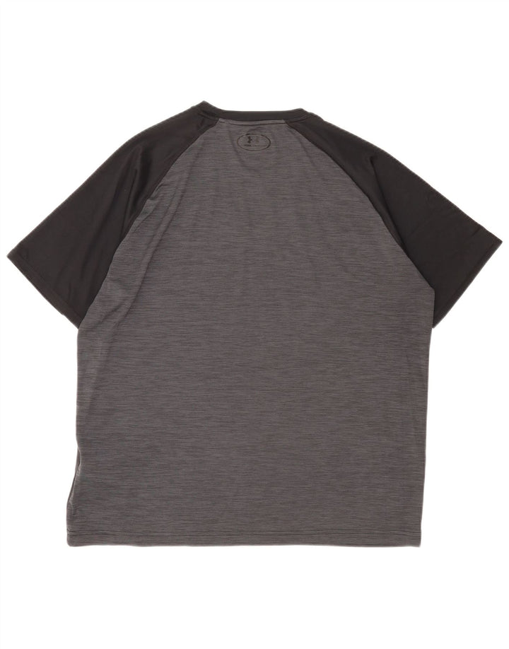 Under Armour Mens Heat Gear T-Shirt Top Large Grey Colourblock Polyester