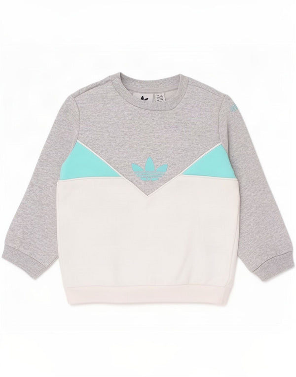 Adidas Baby Boys Graphic Sweatshirt Jumper 12-18 Months Grey Colourblock