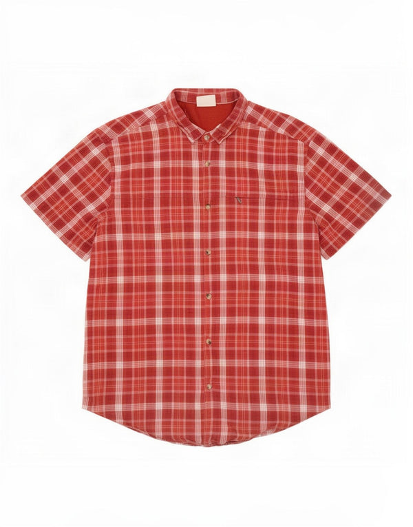 Mountain Warehouse Mens Short Sleeve Shirt 3XL Red Check Cotton