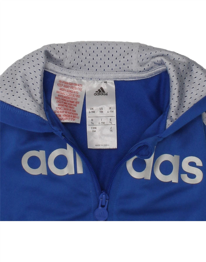 ADIDAS Baby Boys Graphic Zip Hoodie Sweater 6-9 Months Blue Polyester | Vintage Adidas | Thrift | Second-Hand Adidas | Used Clothing | Messina Hembry 