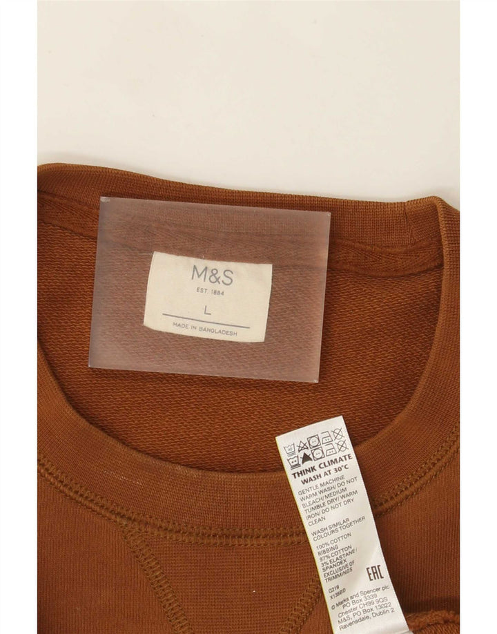 Marks & Spencer Mens Sweatshirt Jumper Large Brown Cotton
