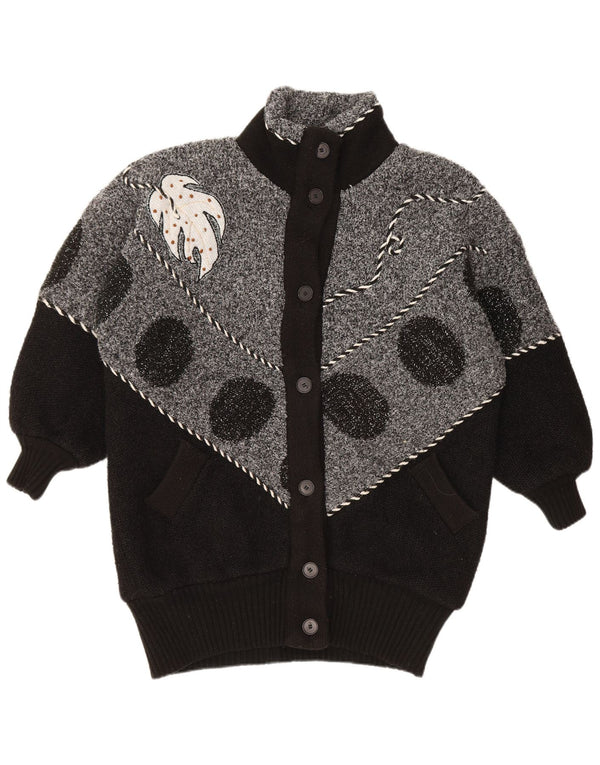 VINTAGE Womens Cardigan Sweater UK 22 3XL Black Colourblock