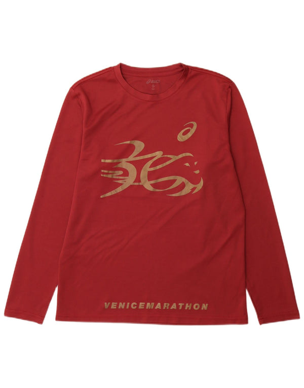 Asics Mens Venice Marathon Graphic Top Long Sleeve Small Red