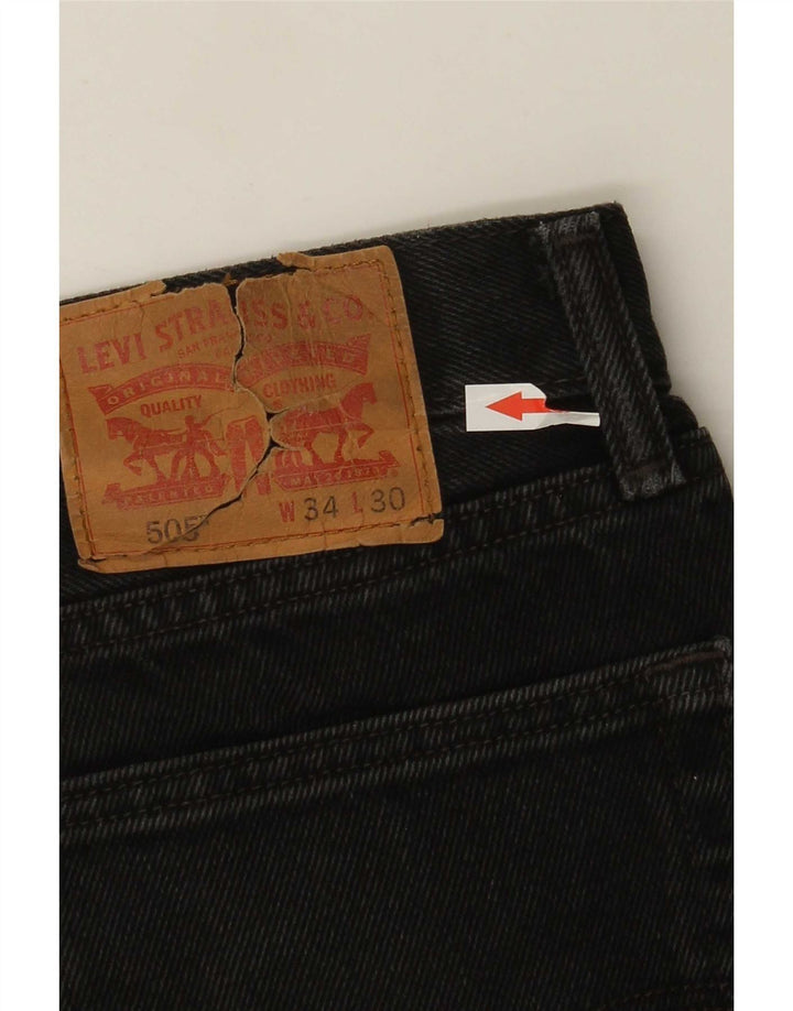 Levi's Mens 505 Regular Straight Jeans W34 L30 Black Cotton