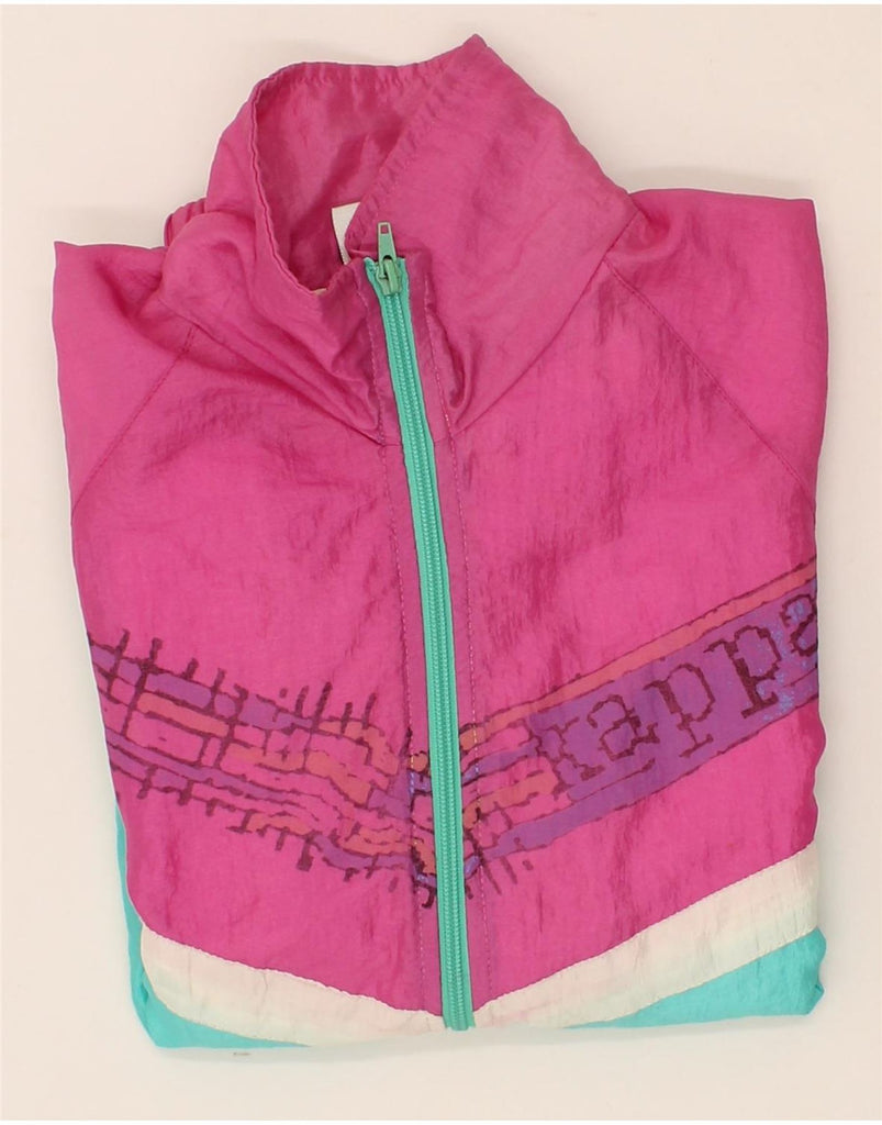 KAPPA Womens Graphic Tracksuit Top Jacket UK 14 Medium Pink Colourblock Vintage Kappa and Second-Hand Kappa from Messina Hembry 