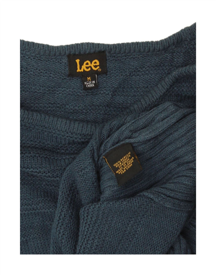 Lee Womens Oversized Boat Neck Jumper Sweater UK 14 Medium Blue Acrylic