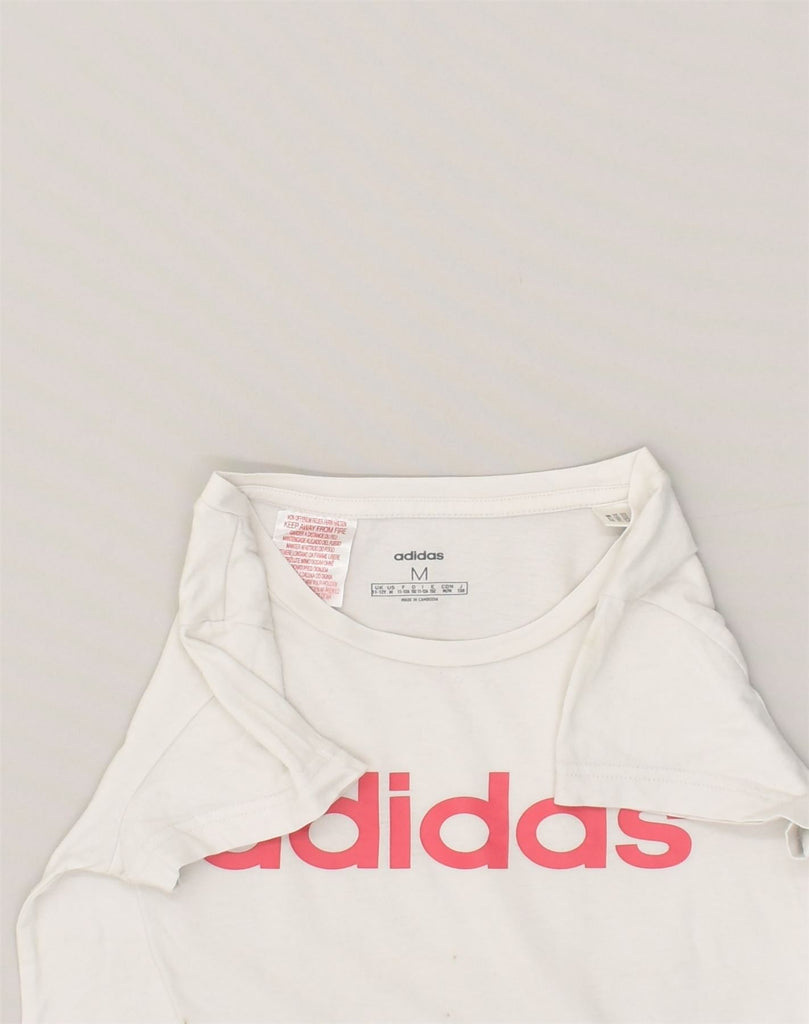 ADIDAS Girls Graphic T-Shirt Top 11-12 Years Medium  White Cotton | Vintage Adidas | Thrift | Second-Hand Adidas | Used Clothing | Messina Hembry 