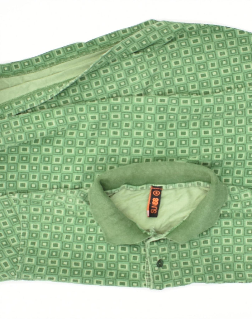 SUN68 Mens Polo Shirt Small Green Geometric Cotton | Vintage Sun68 | Thrift | Second-Hand Sun68 | Used Clothing | Messina Hembry 